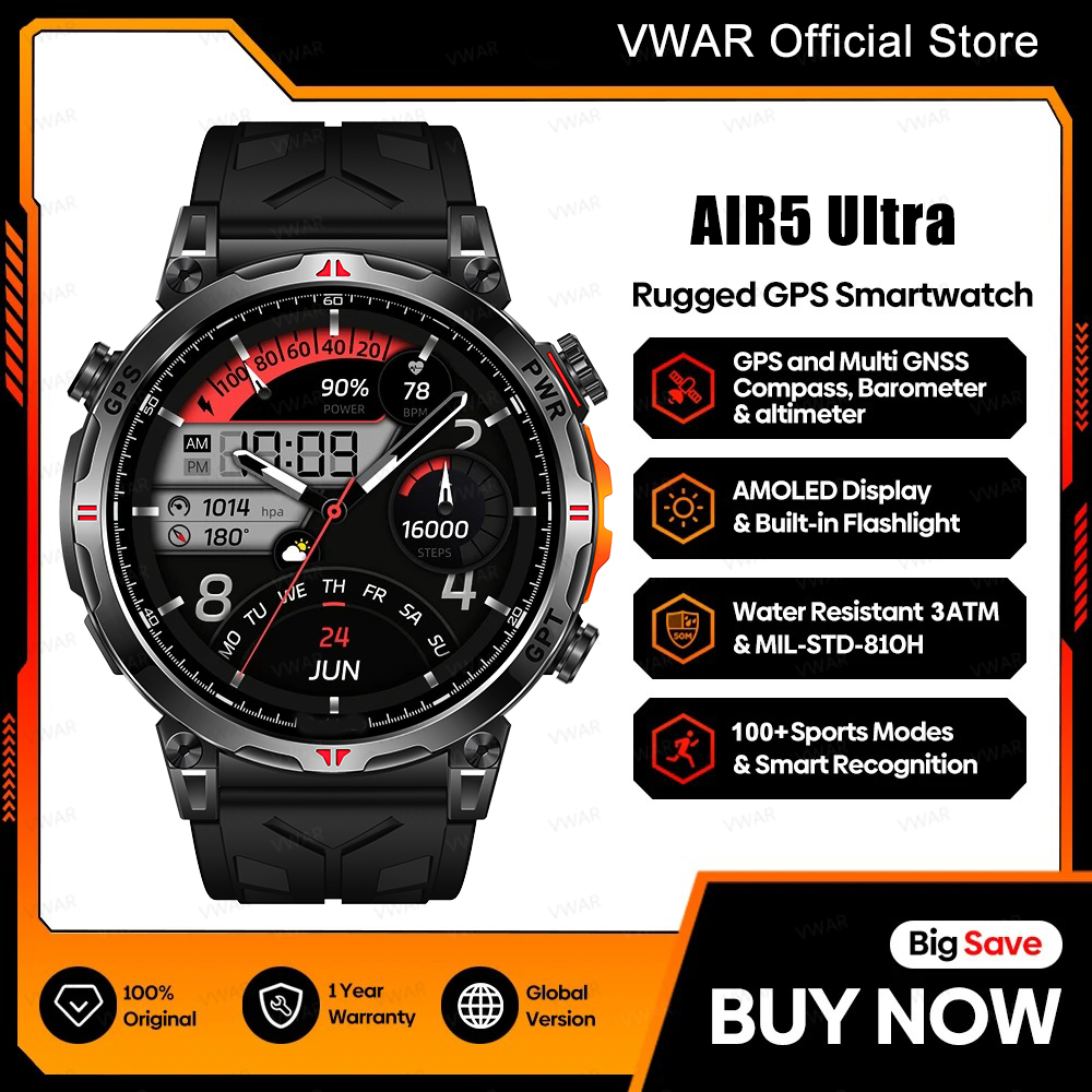 VWAR Air5 Ultra GPS Smartwatch - Watch Vs Smartwatch review and price